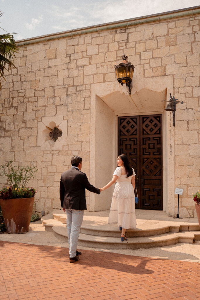 Couple at a stunning Italian inspired villa for their anniversary