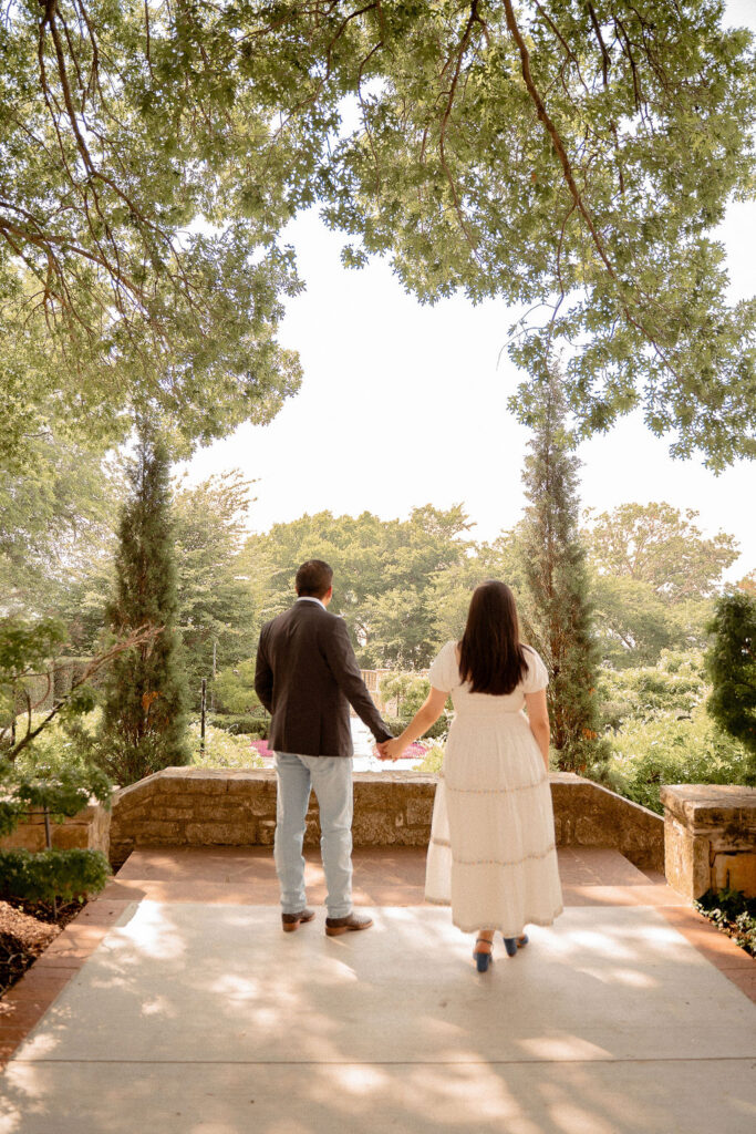 A gorgeous outdoor engagement photoshoot at a botanical garden